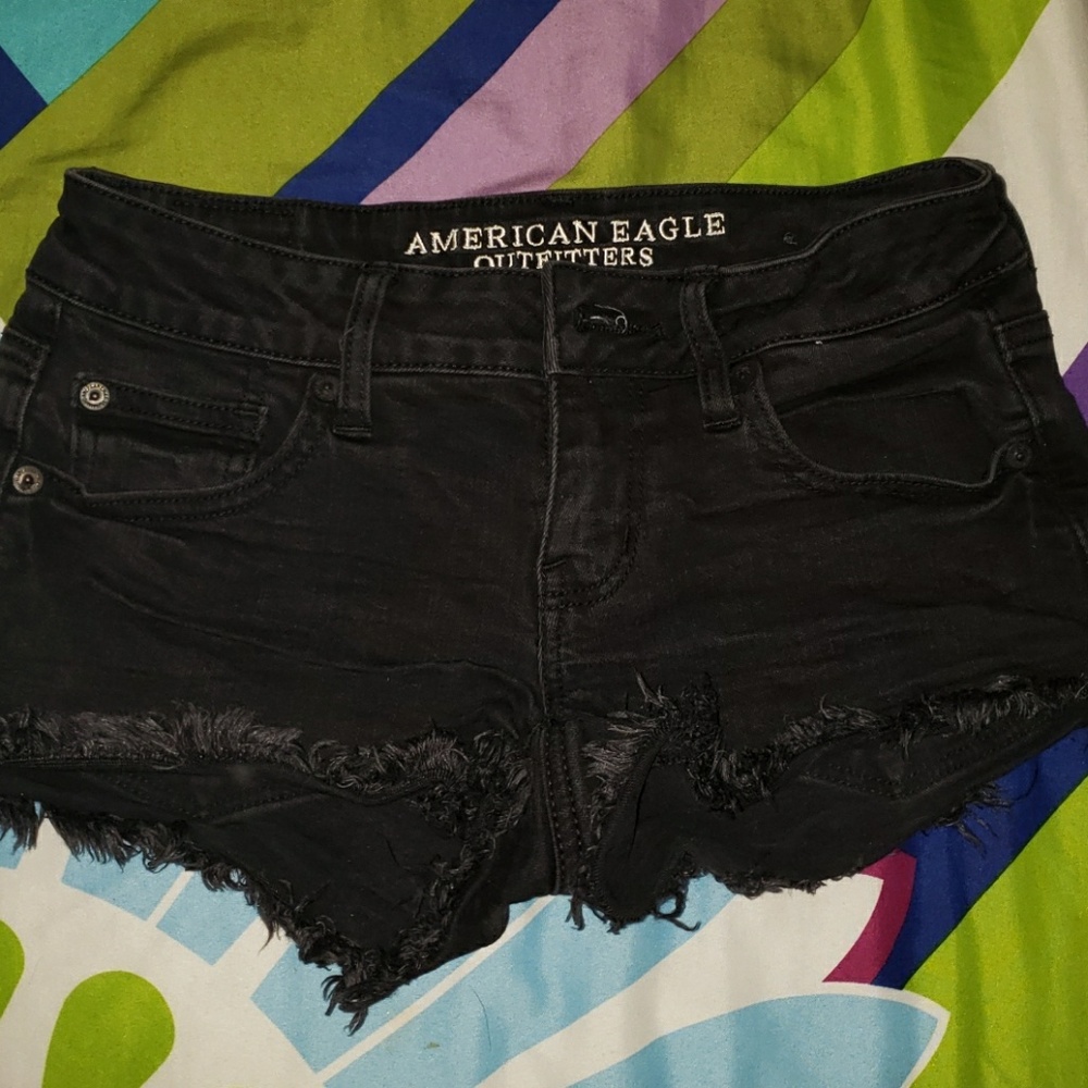 America Eagle black jean shorts